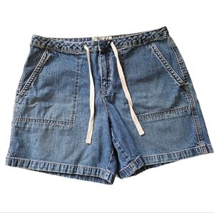 Vintage Old Navy Blue Jeans Cargo Bermuda Shorts with Drawstring 100% Cotton